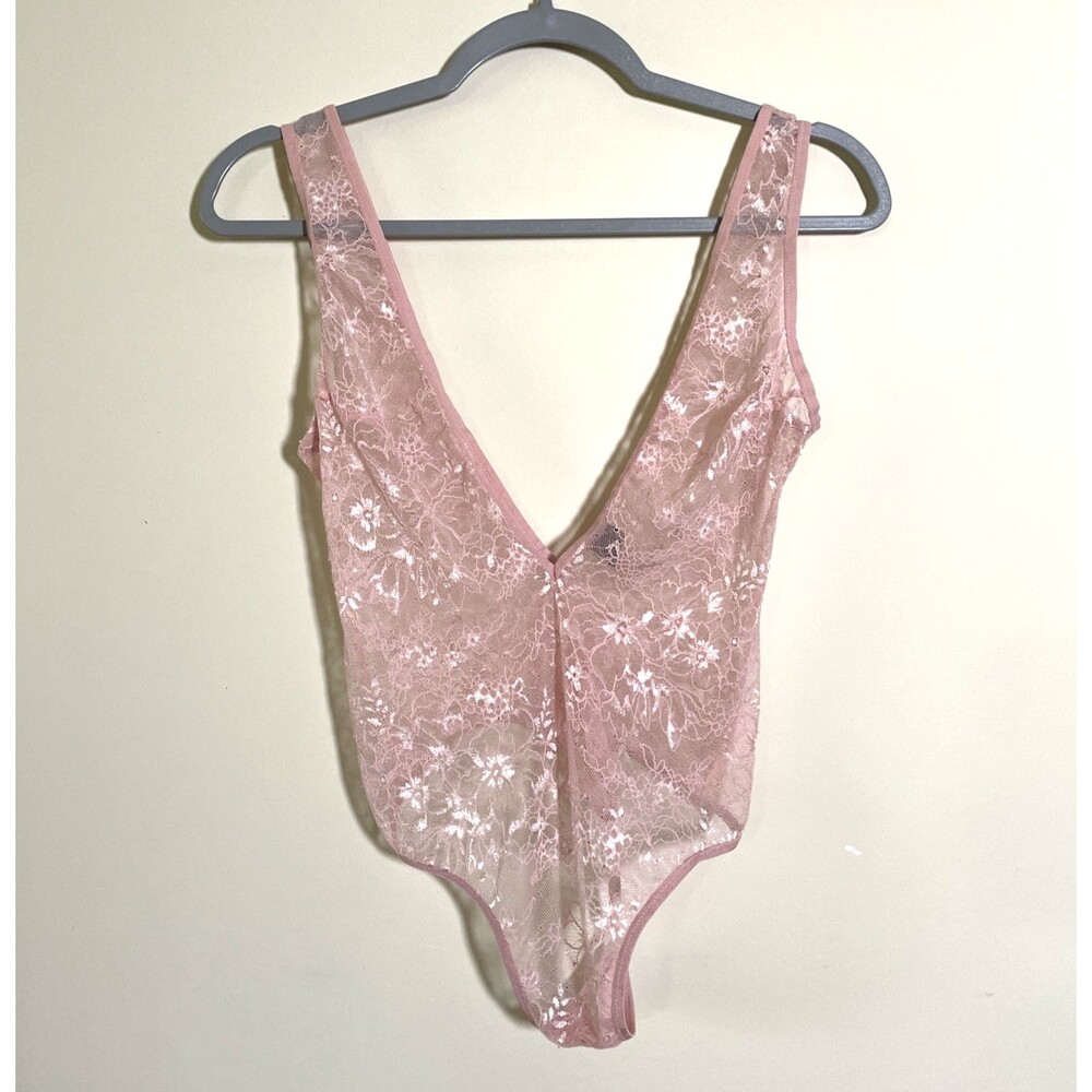 Victoria's Secret Women's Pink Lace Teddy Bodysuit Lingerie Small Sexy Coquette
